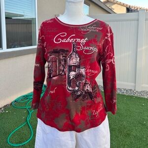 Cabernet Sauvignon Red Graphic Long Sleeve Top